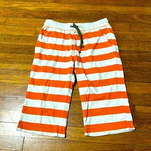Boden Boys Striped Baggies/Shorts, Sz 11 Yrs, Orange/Gray